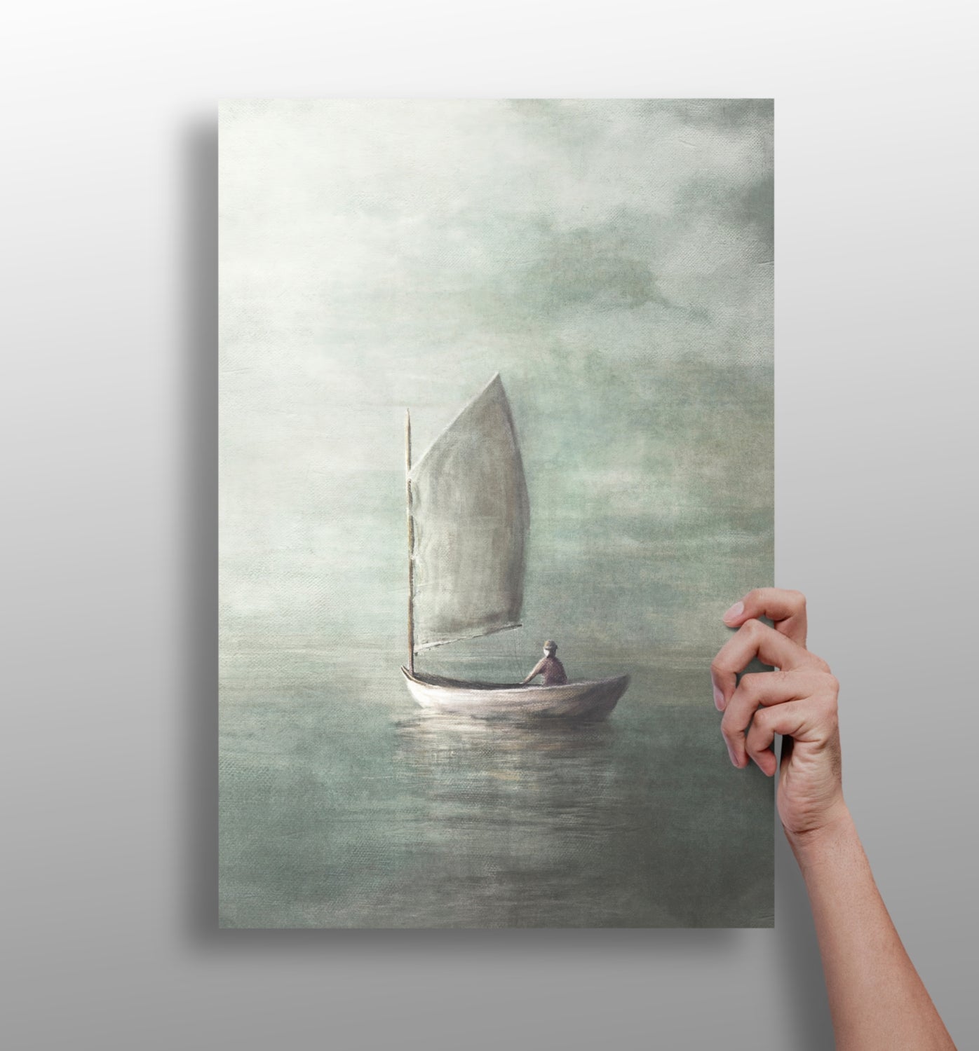 Sail in mist metal wall art, coastal sailboat print