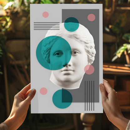 Contemporary Statue Head Metal Wall Art