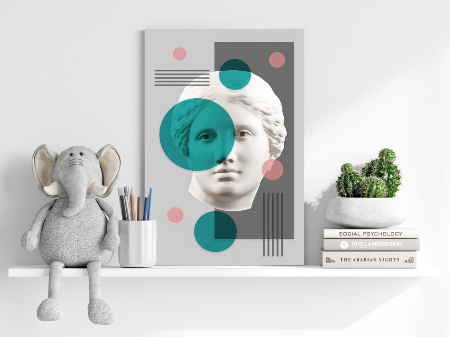 Contemporary Statue Head Metal Wall Art