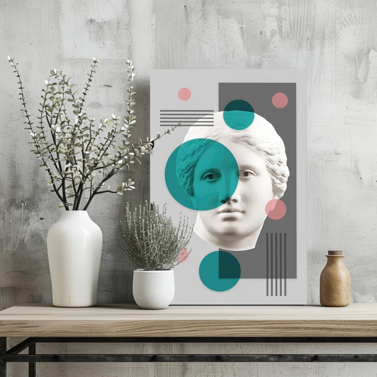 Contemporary Statue Head Metal Wall Art
