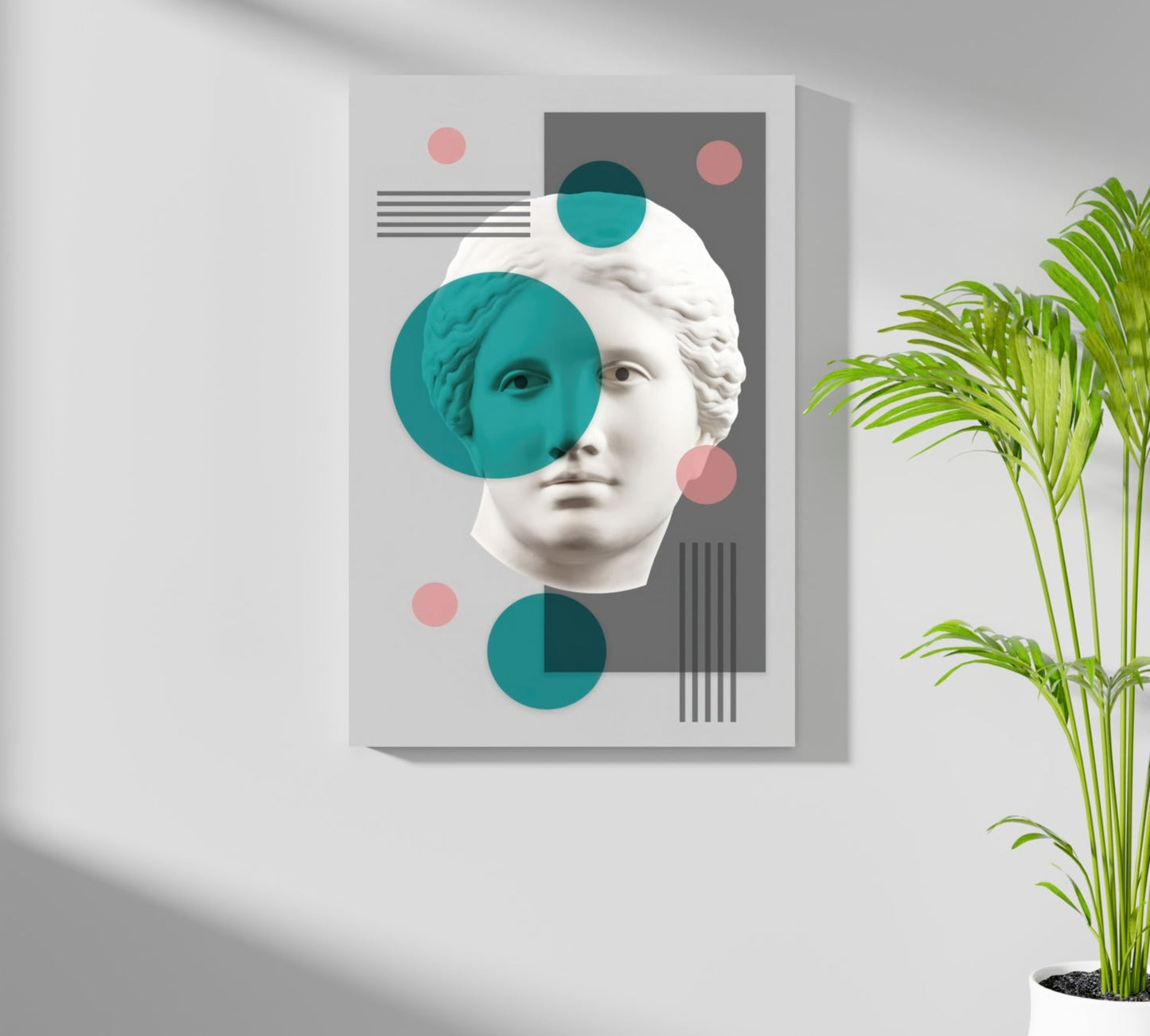 Contemporary Statue Head Metal Wall Art