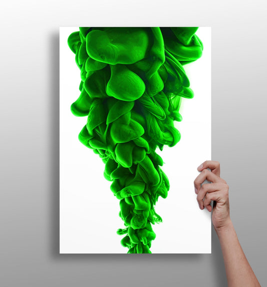 Green Smoke abstract metal wall art on dark ground