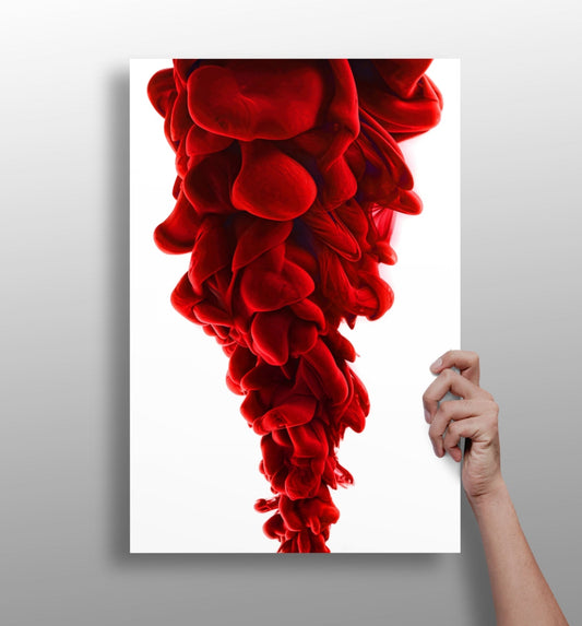 Red Smoke abstract metal wall art on dark ground