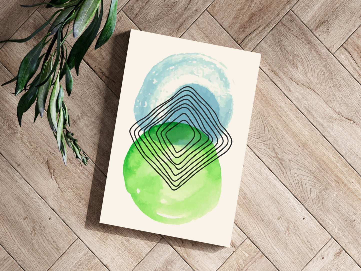Green Blue Circles Abstract Aluminum Wall Art