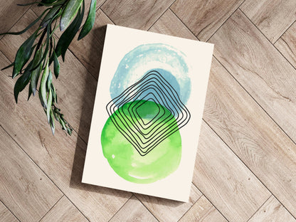 Green Blue Circles Abstract Aluminum Wall Art