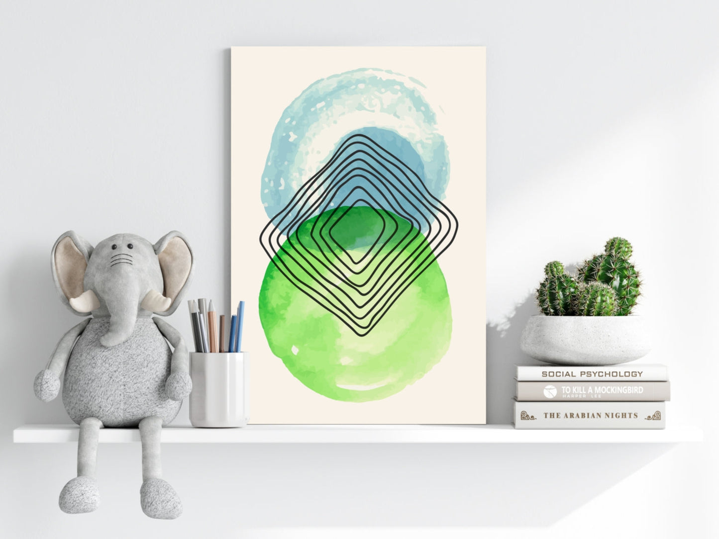 Green Blue Circles Abstract Aluminum Wall Art