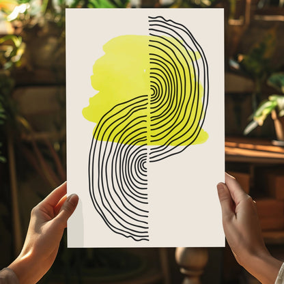 Yellow Line Art Abstract Aluminum Wall Art
