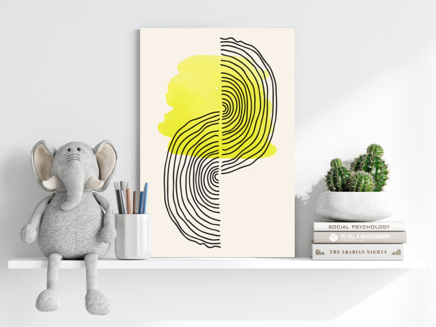 Yellow Line Art Abstract Aluminum Wall Art