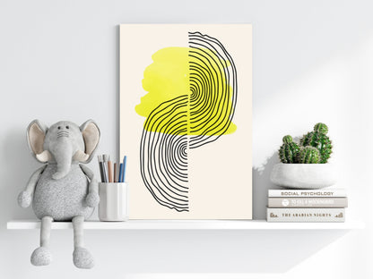 Yellow Line Art Abstract Aluminum Wall Art