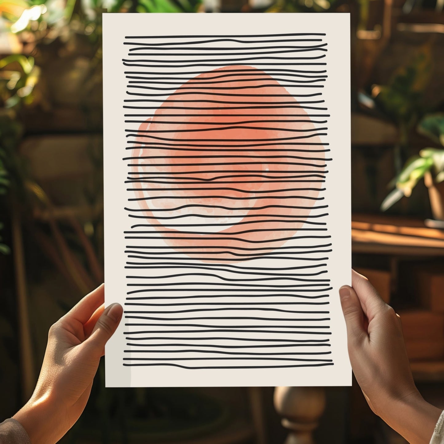 Terracotta Line Art Abstract Aluminum Wall Art