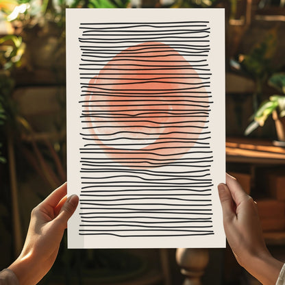 Terracotta Line Art Abstract Aluminum Wall Art
