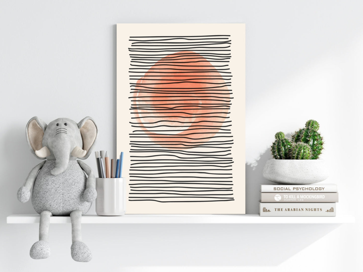 Terracotta Line Art Abstract Aluminum Wall Art