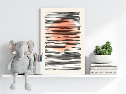 Terracotta Line Art Abstract Aluminum Wall Art