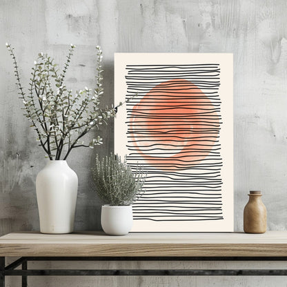 Terracotta Line Art Abstract Aluminum Wall Art
