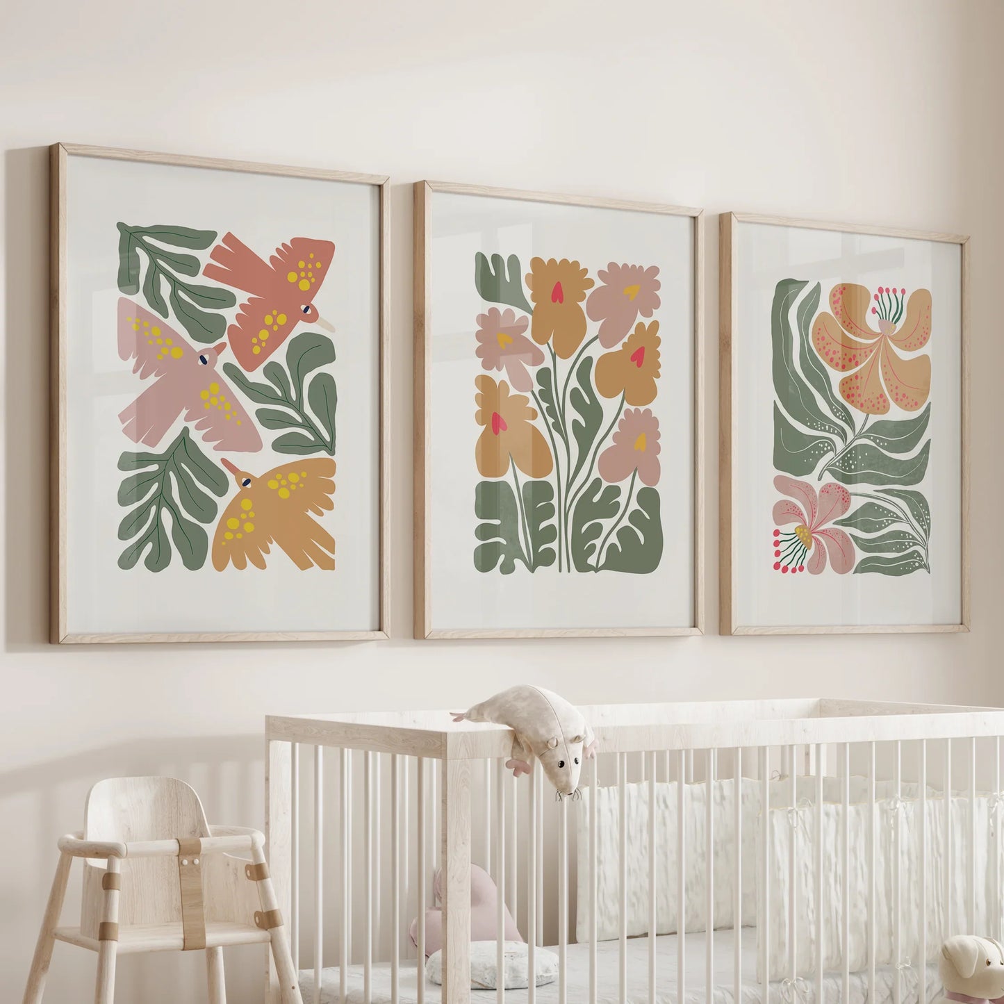 Retro Abstract Botanical Wall Art Set of 3