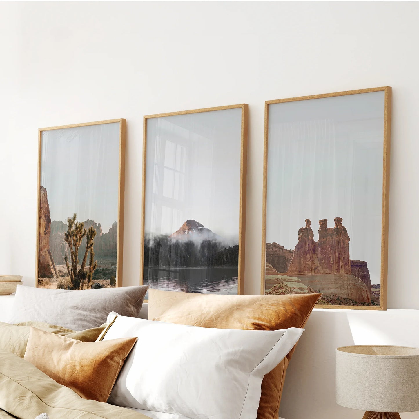 Southwest desert canyon red rock wall art set of 3