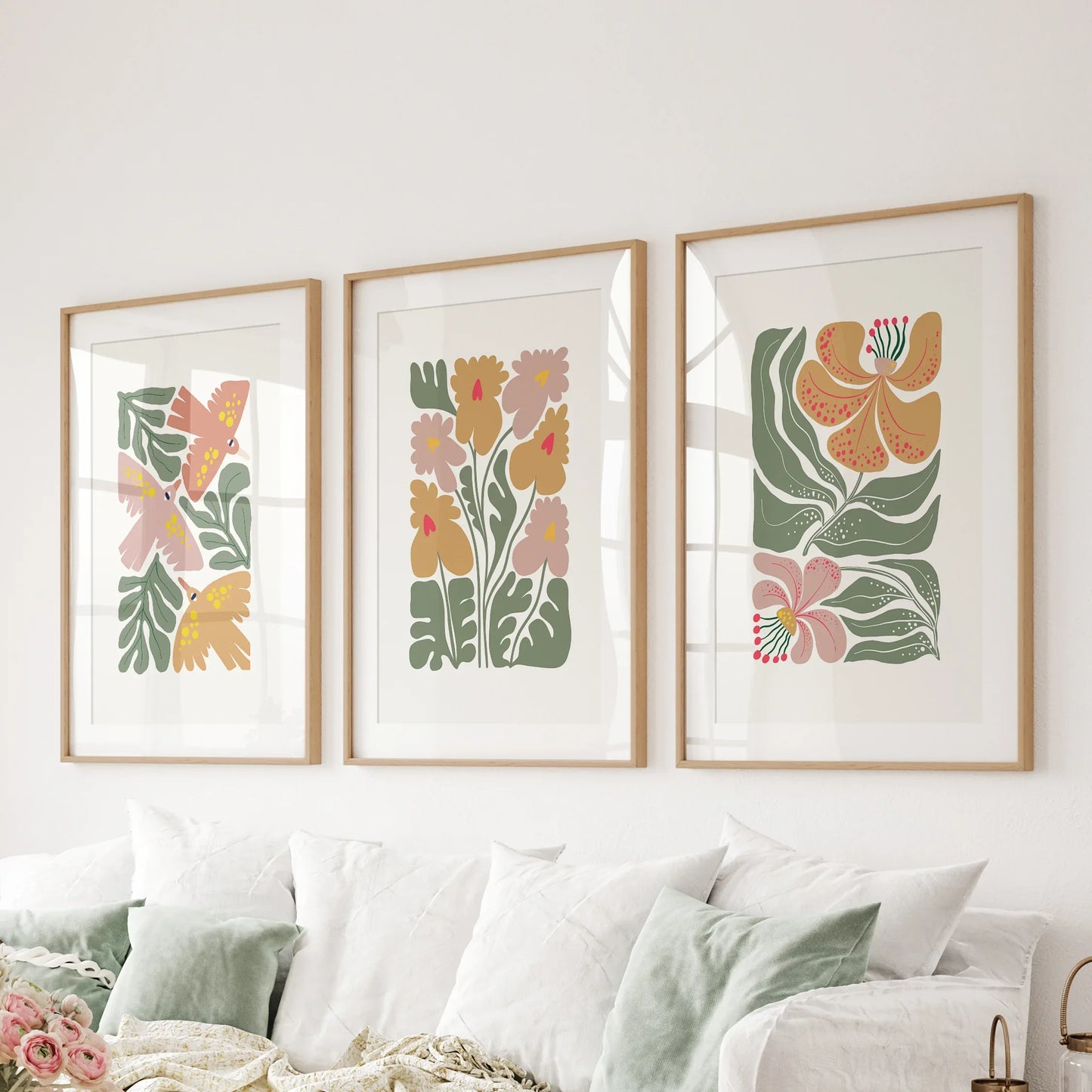 Retro Abstract Botanical Wall Art Set of 3