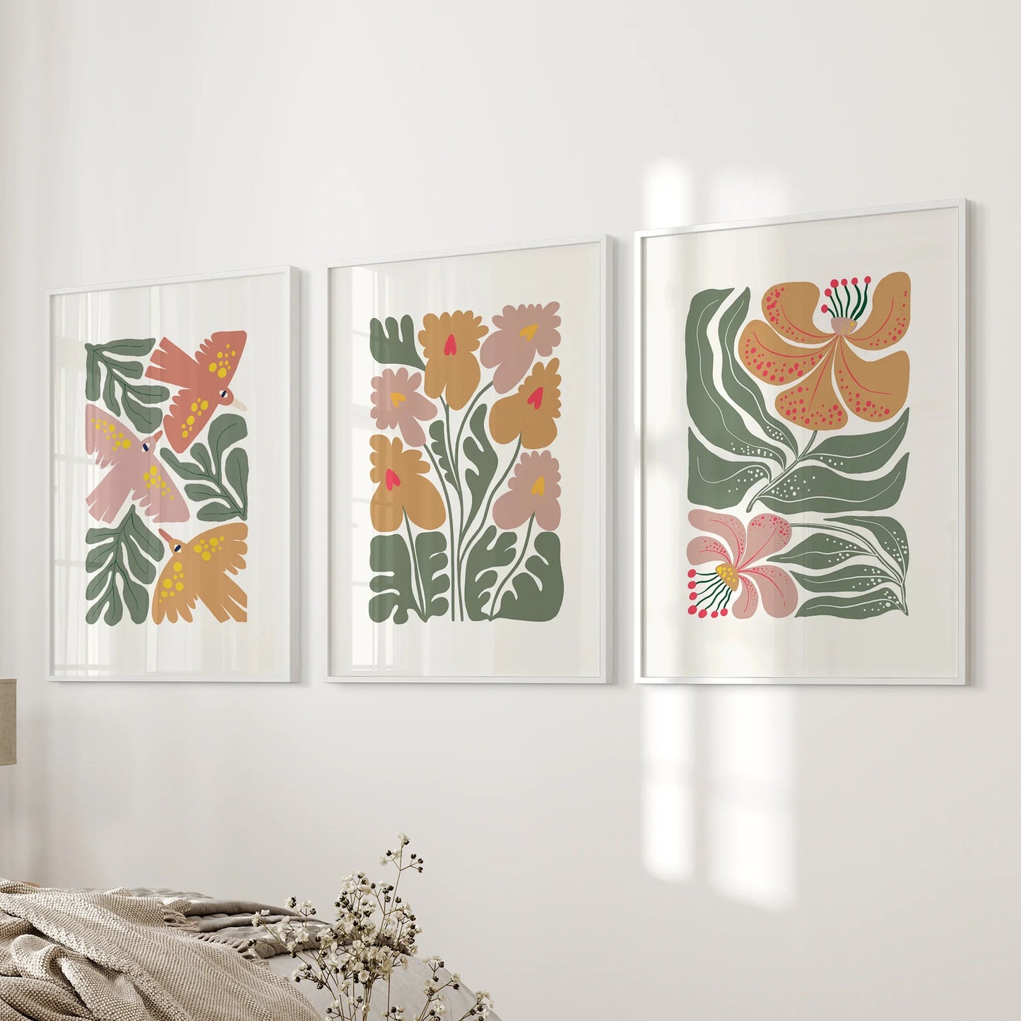 Retro Abstract Botanical Wall Art Set of 3