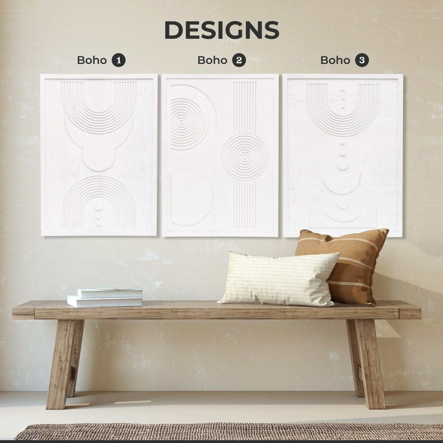 Boho Wood Wall Art - Geometric