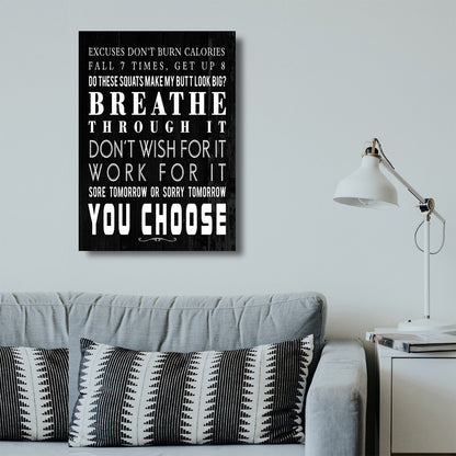 Breathe Through It Gym Fitness Canvas Wall Art