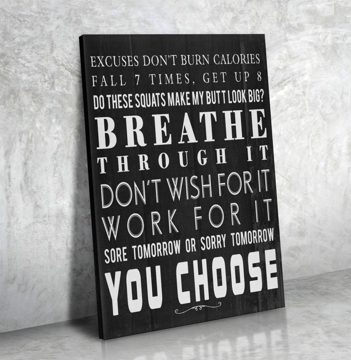 Breathe Through It gym fitness motivational canvas wall art