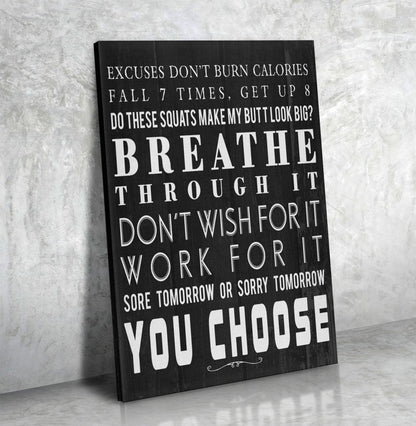 Breathe Through It gym fitness motivational canvas wall art