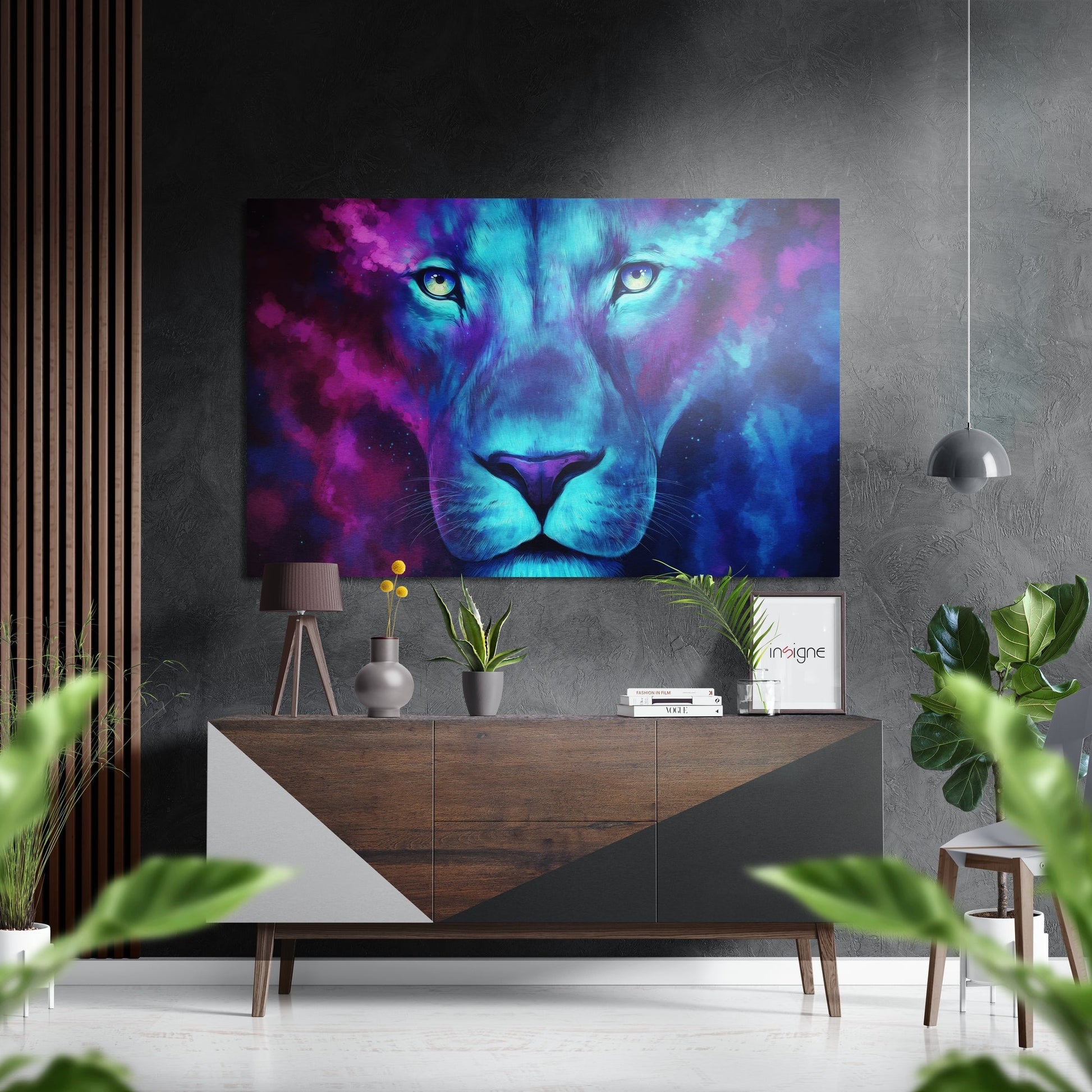 Lion brushed aluminum metal wall art
