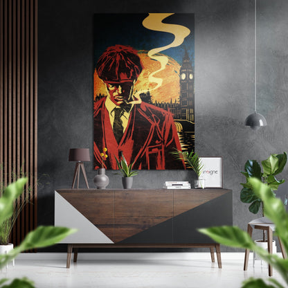 Pop art smoke and clock tower metal wall art