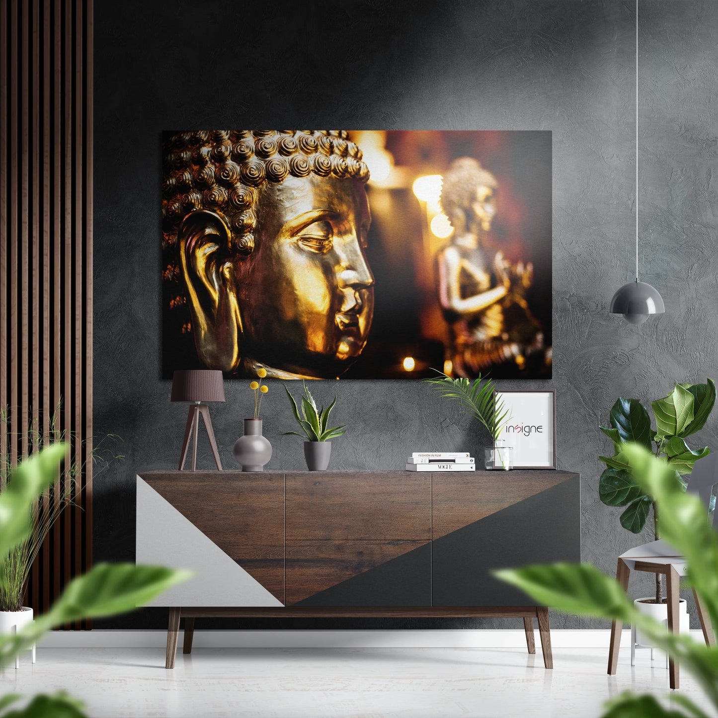 Buddha Metal Wall Art on brushed aluminum dibond