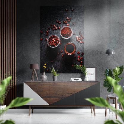 Coffee Beans Flat Lay Metal Wall Art