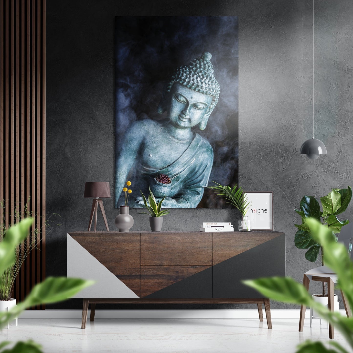 Buddha Metal Wall Art on brushed aluminum dibond
