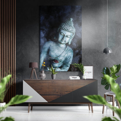 Buddha Metal Wall Art on brushed aluminum dibond
