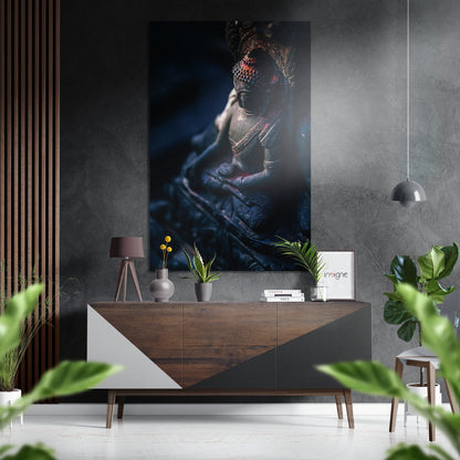 Buddha statue brushed aluminum metal wall art