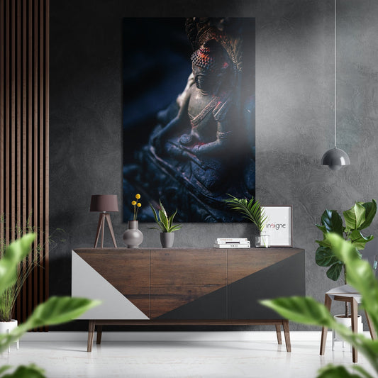 Buddha statue brushed aluminum metal wall art