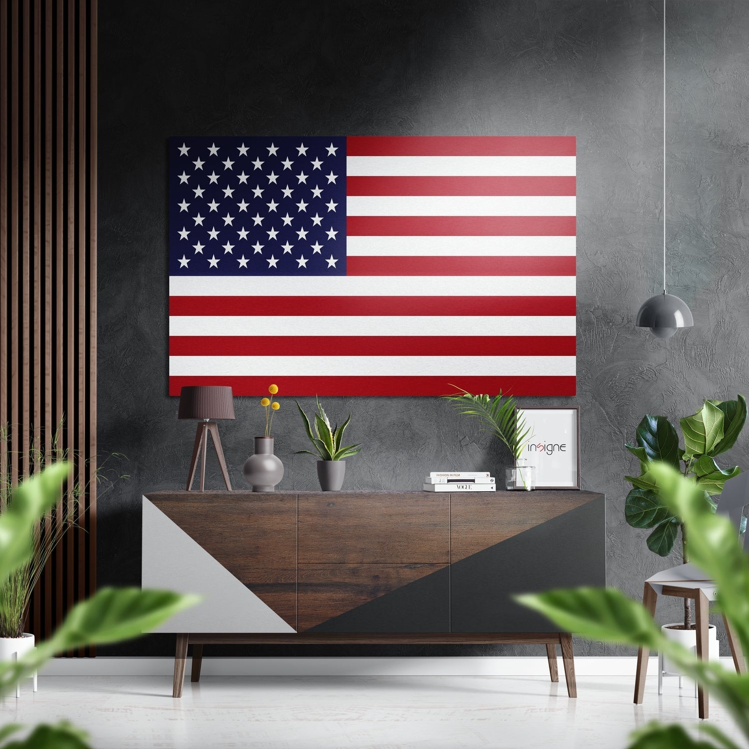 American Flag brushed aluminum dibond wall art