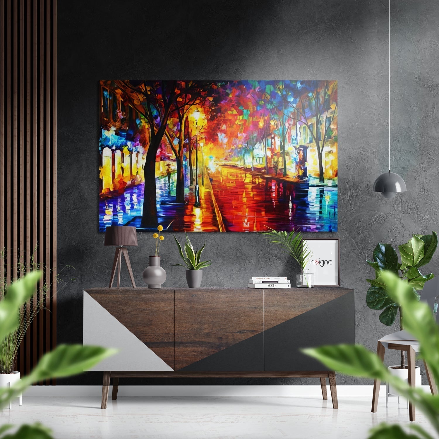 Lighted Street metal wall art dibond print
