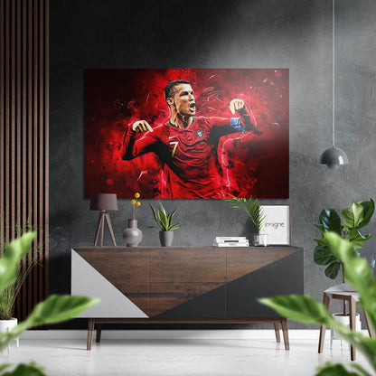 Footballer Victory Roar Metal Wall Art