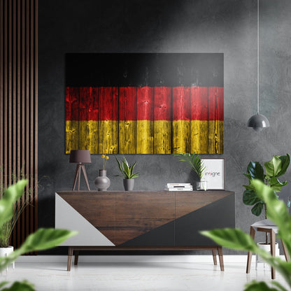 German Flag On Wood Planks Metal Wall Art