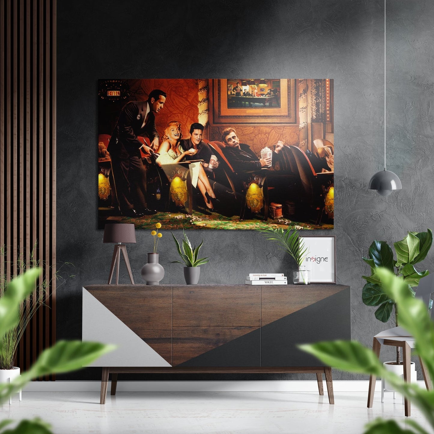 Lounge Booth Gathering brushed aluminum metal wall art