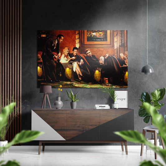 Lounge Booth Gathering brushed aluminum metal wall art