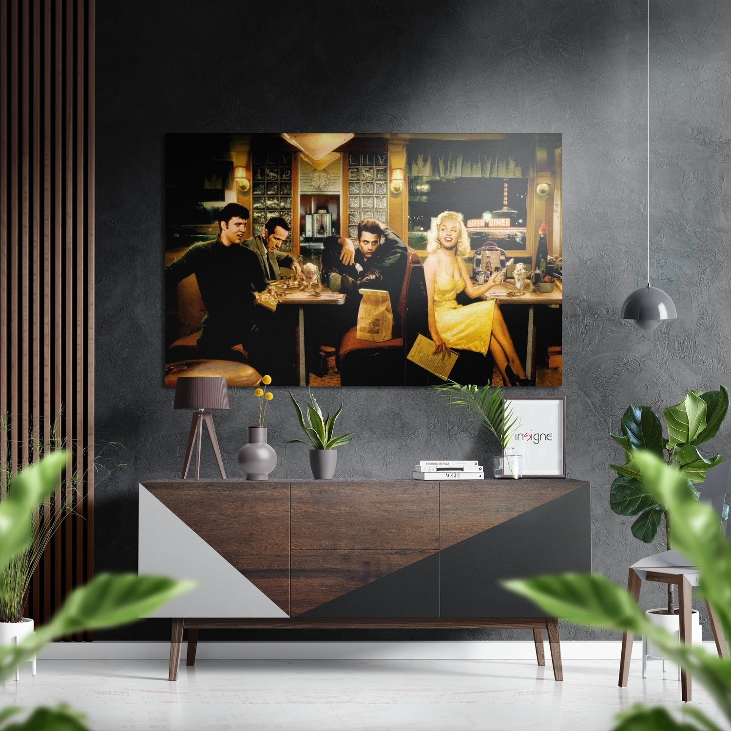 Night Diner Yellow Dress Metal Wall Art