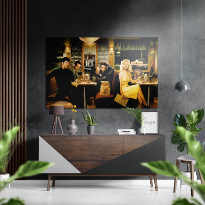 Night Diner Yellow Dress Metal Wall Art