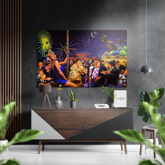 Starlet at the amusement park metal wall art