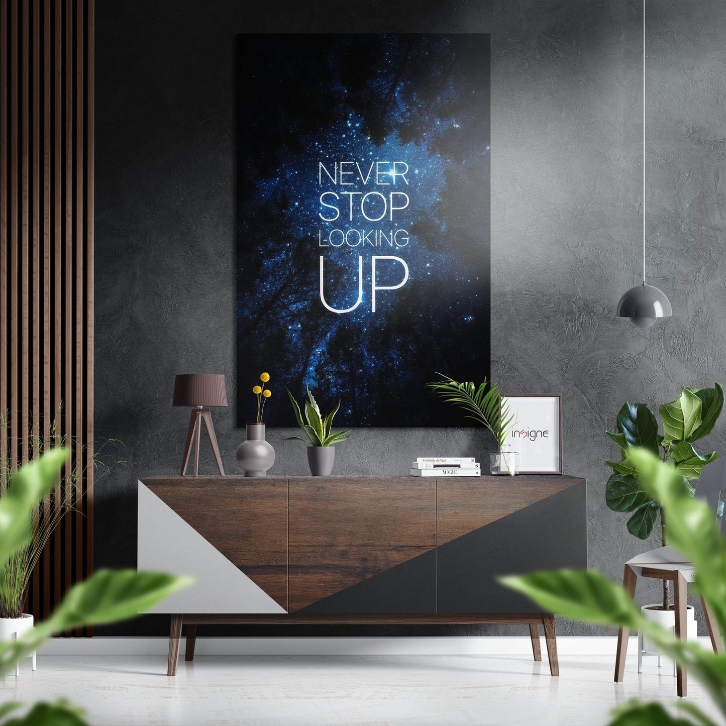 Never Stop Looking Up Blue Nebula Metal Wall Art