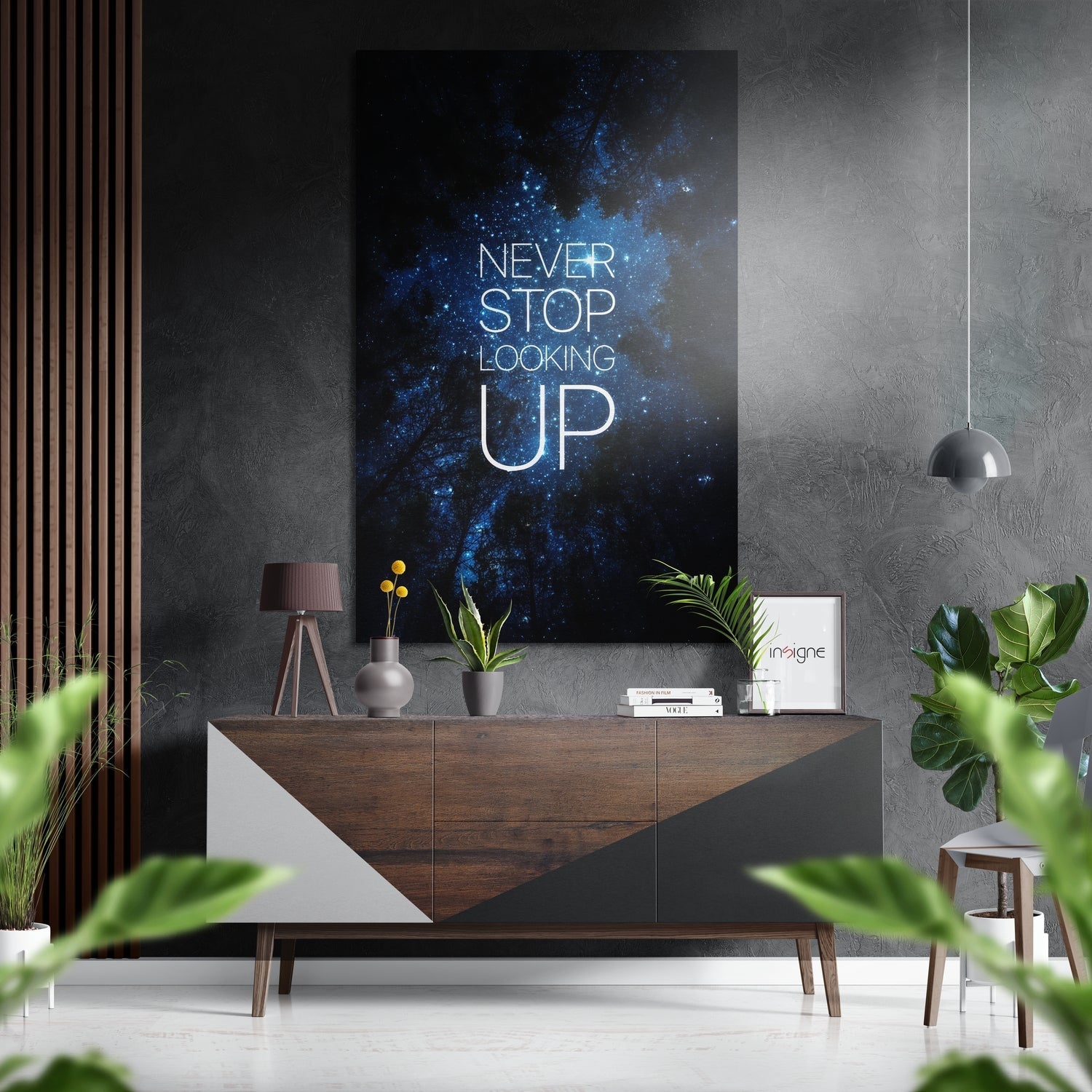 Never Stop Looking Up Blue Nebula Metal Wall Art