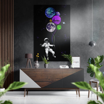 Astronaut's Balloons Metal Wall Art