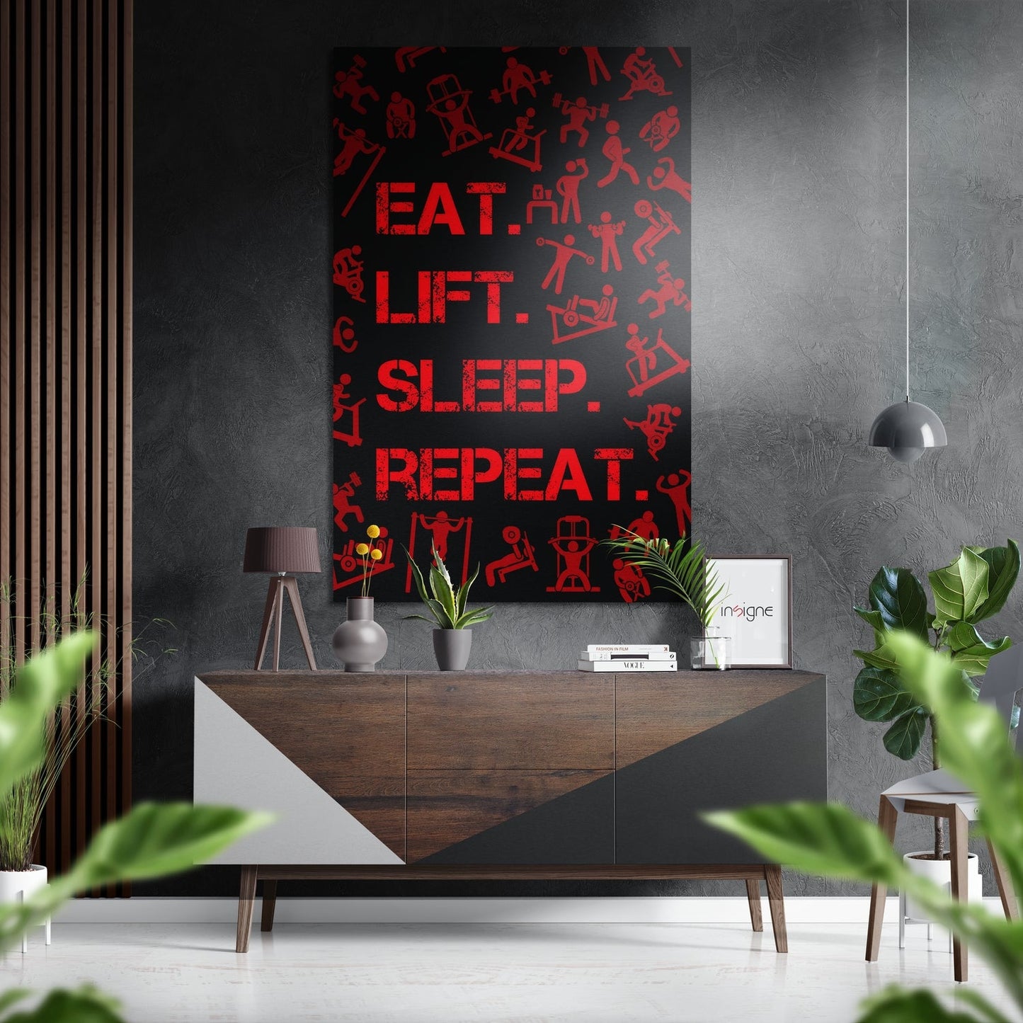 Gym Icons Fitness Slogan Metal Wall Art