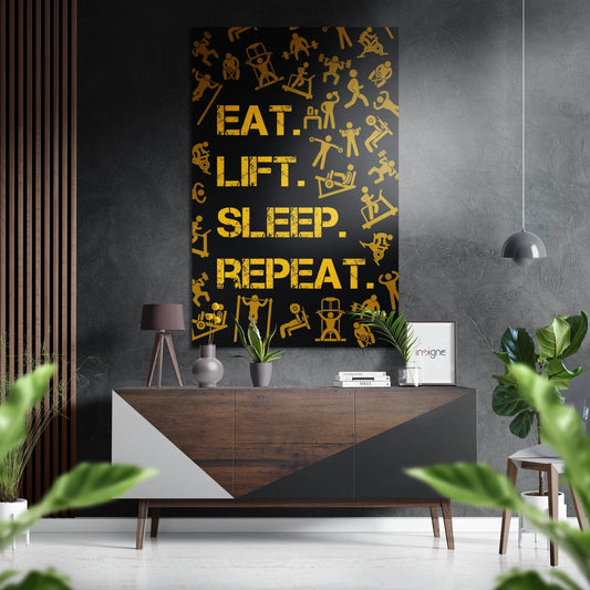 Golden Yellow Training Symbols metal wall art aluminum dibond print
