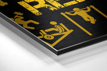 Golden Yellow Training Symbols Metal Wall Art