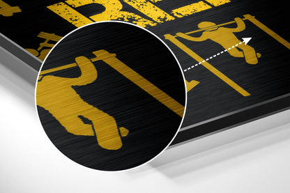 Golden Yellow Training Symbols Metal Wall Art